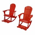 Cama Zero Gravity Collection Red Adirondack Rocking Chair with Built-in Footrest-Set of 2 Rocking Chairs CA2821355